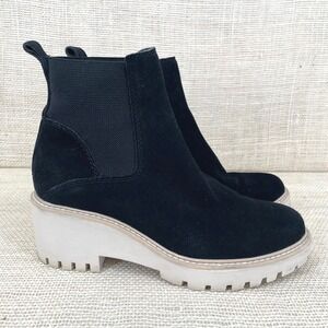 Dolce Vita Haddie Black Suede Platform Lug Sole Chelsea Boots Womens 7M